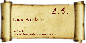 Laux Valér névjegykártya